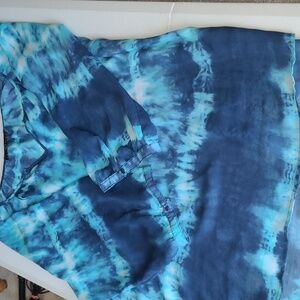 Fred David Aqua and Navy Women's Overlay Blouse